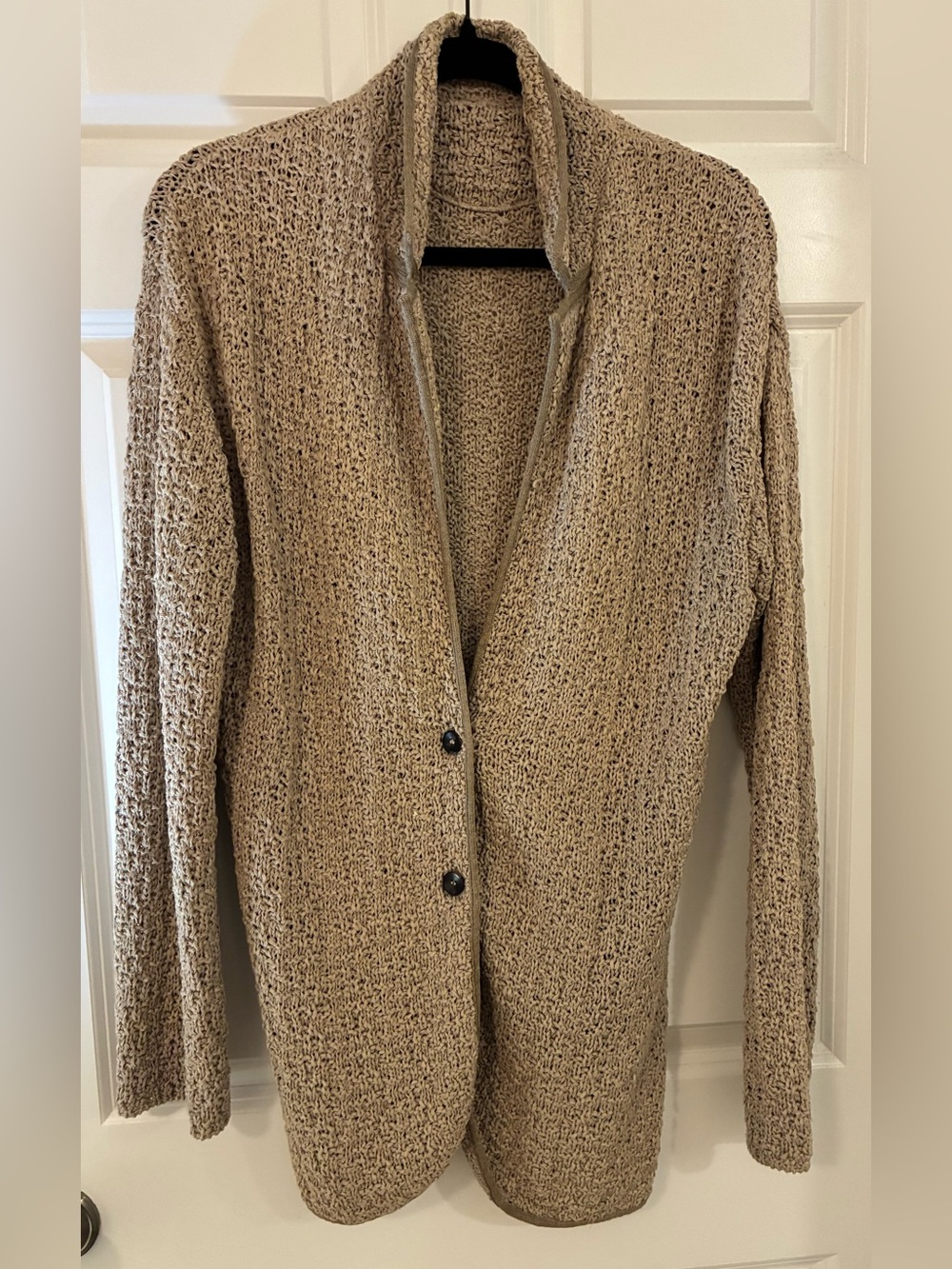 Piazza Sempione Open Knit Cardigan Blazer in Camel Tan Ecru Beige Medium